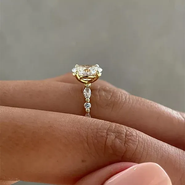 1.5Ct Unique Oval Cut Sterling Silver Engagement Ring