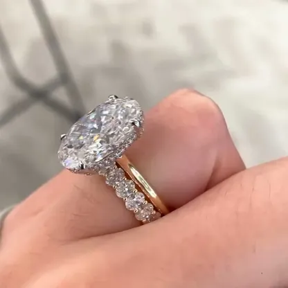 Luxury Yellow Gold Oval Cut 2PC Wedding Ring Set In Sterling Silver-Sterling Silver-lornajewelry