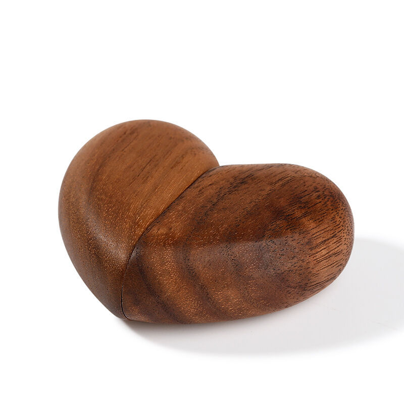 Lornajewelry Vintage Wooden Heart Shape Magnet Ring Box