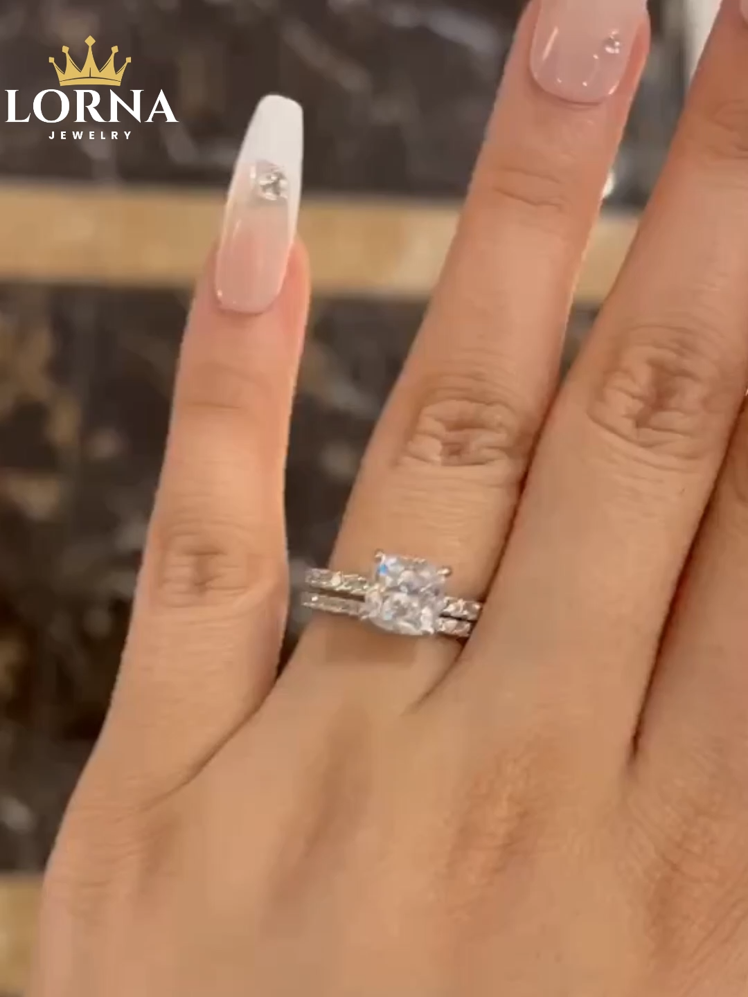 Excellent Cushion Cut Wedding Ring Set For Women In Sterling Silver