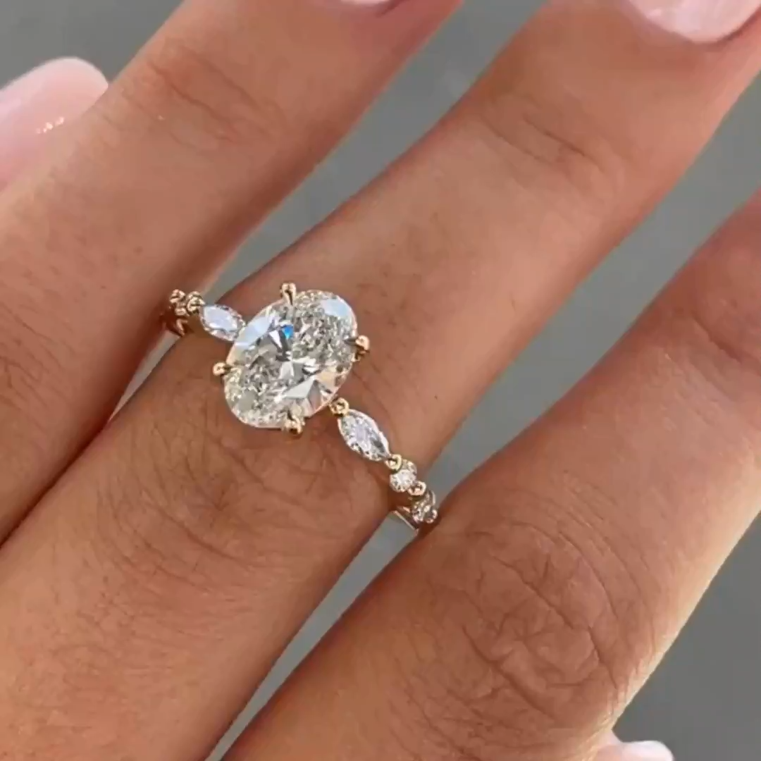 1.5Ct Unique Oval Cut Sterling Silver Engagement Ring