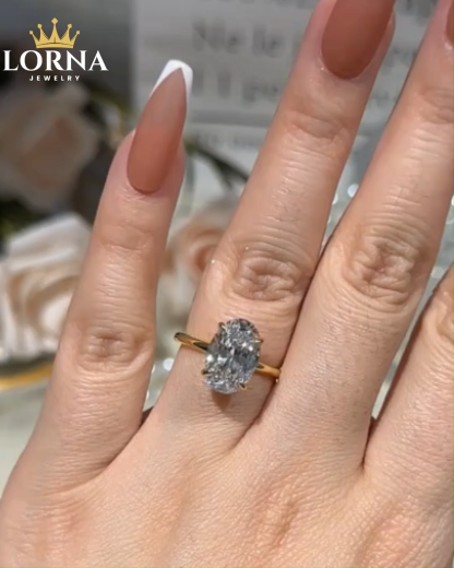 3.5Ct Classic Oval Cut Sona Simulated Diamond Engagement Ring In Sterling Silver