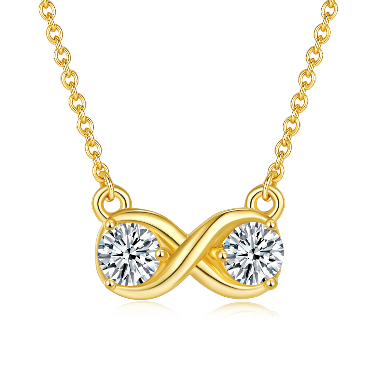 1.0 Carat Moissanite Infinity Double Ring Design Pendant Necklace in Sterling Silver-Sterling Silver-lornajewelry