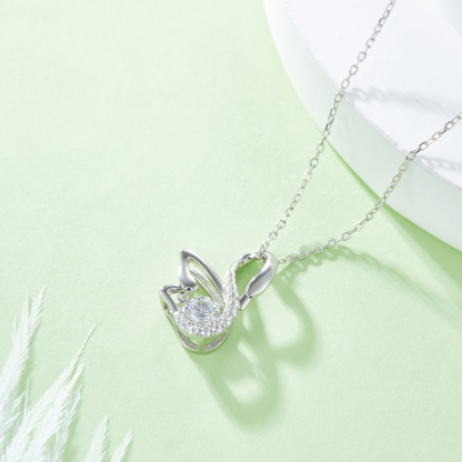 0.5 Carat Moissanite Swan Design Necklace in Sterling Silver-Sterling Silver-lornajewelry