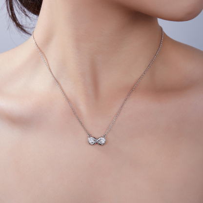 1.0 Carat Moissanite Infinity Double Ring Design Pendant Necklace in Sterling Silver-Sterling Silver-lornajewelry