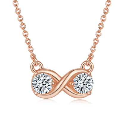 1.0 Carat Moissanite Infinity Double Ring Design Pendant Necklace in Sterling Silver-Sterling Silver-lornajewelry
