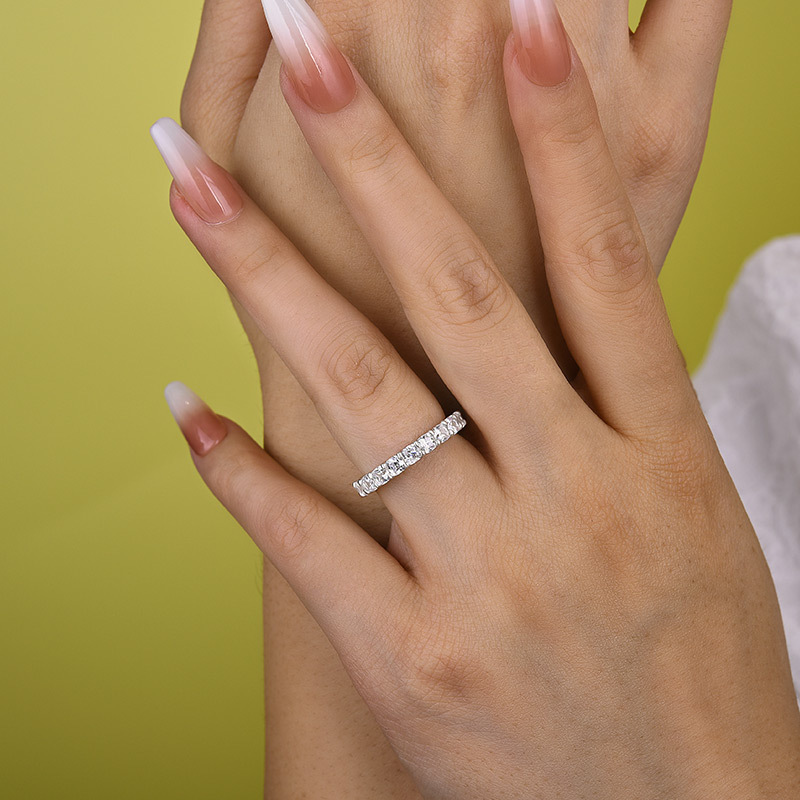 Stunning Cushion Cut Women's Wedding Band In Sterling Silver-Sterling Silver-lornajewelry