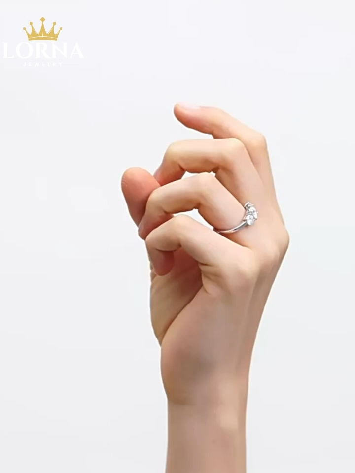 2Ct/4Ct Moissanite Classic Three Stone Round Cut Engagement Ring