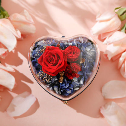 Lornajewelry Heart Shape Eternal Flower Jewelry Box