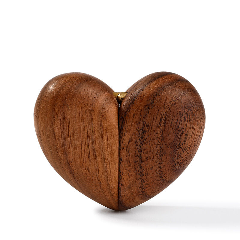 Lornajewelry Vintage Wooden Heart Shape Magnet Ring Box