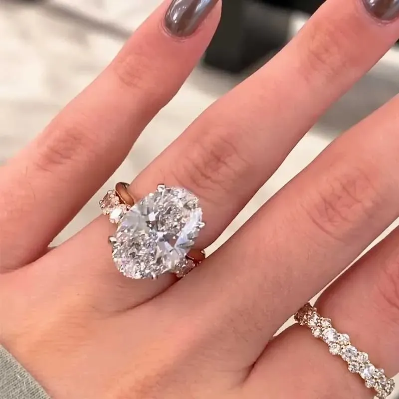 Luxury Yellow Gold Oval Cut 2PC Wedding Ring Set In Sterling Silver-Sterling Silver-lornajewelry