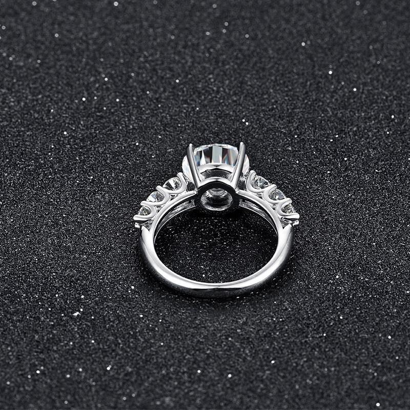 3Ct Moissanite Seven Stone Round Cut Sterling Silver Engagement Ring-Sterling Silver-lornajewelry