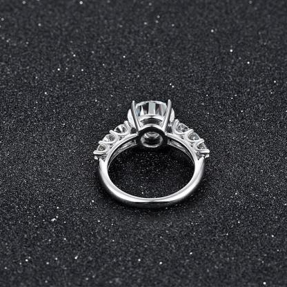 3Ct Moissanite Seven Stone Round Cut Sterling Silver Engagement Ring-Sterling Silver-lornajewelry