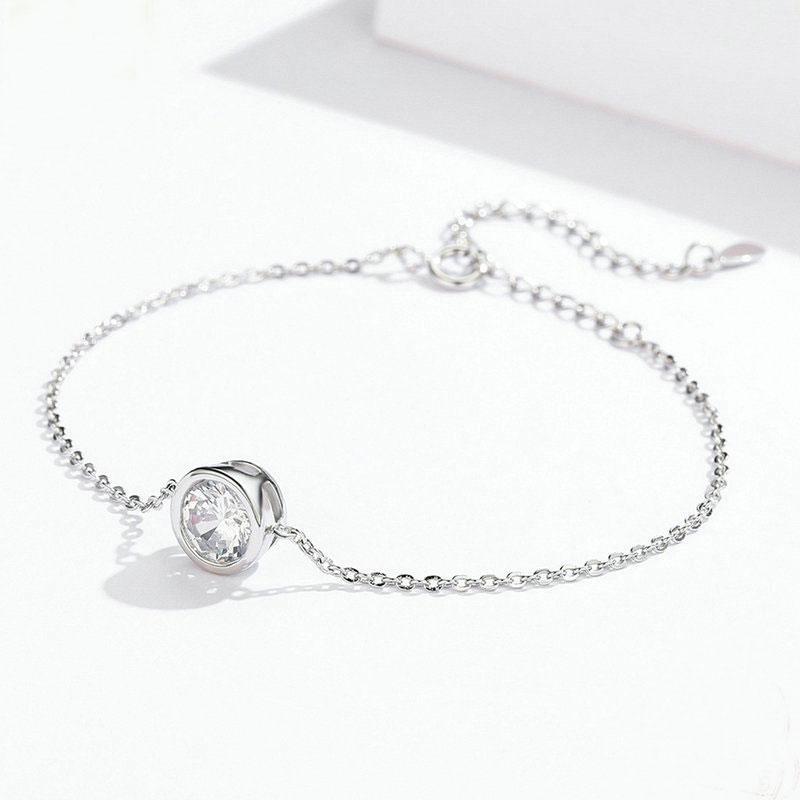 Sterling Silver Classic Simulated Diamond Adjustable Bracelet For Women-Sterling Silver-lornajewelry