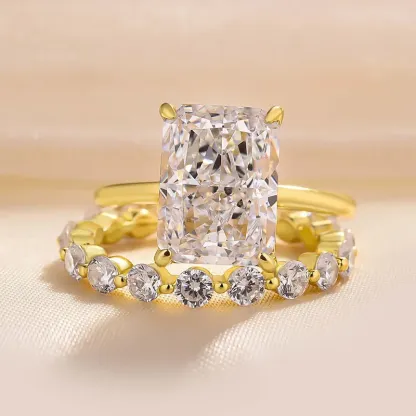 3.5Ct Stunning Radiant Cut Bridal Set In Sterling Silver