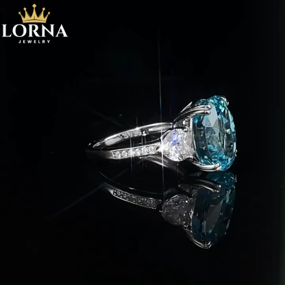 4.5Ct Aquamarine Oval Cut Three-Stone Classic Ring
