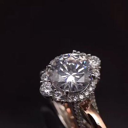 Elegant Halo Design Round Cut Wedding Ring Set In Sterling Silver