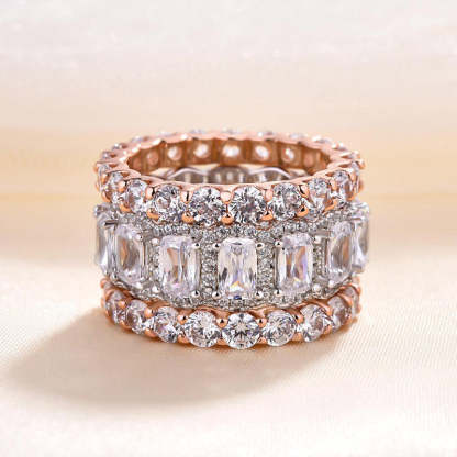 Stunning Cushion Cut 3PC Wedding Band Set For Women In Sterling Silver-Sterling Silver-lornajewelry