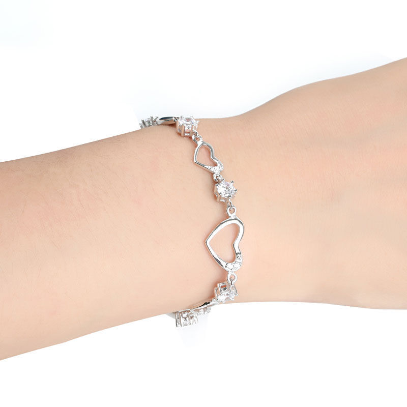 Heart Shape Bracelet In Sterling Silver