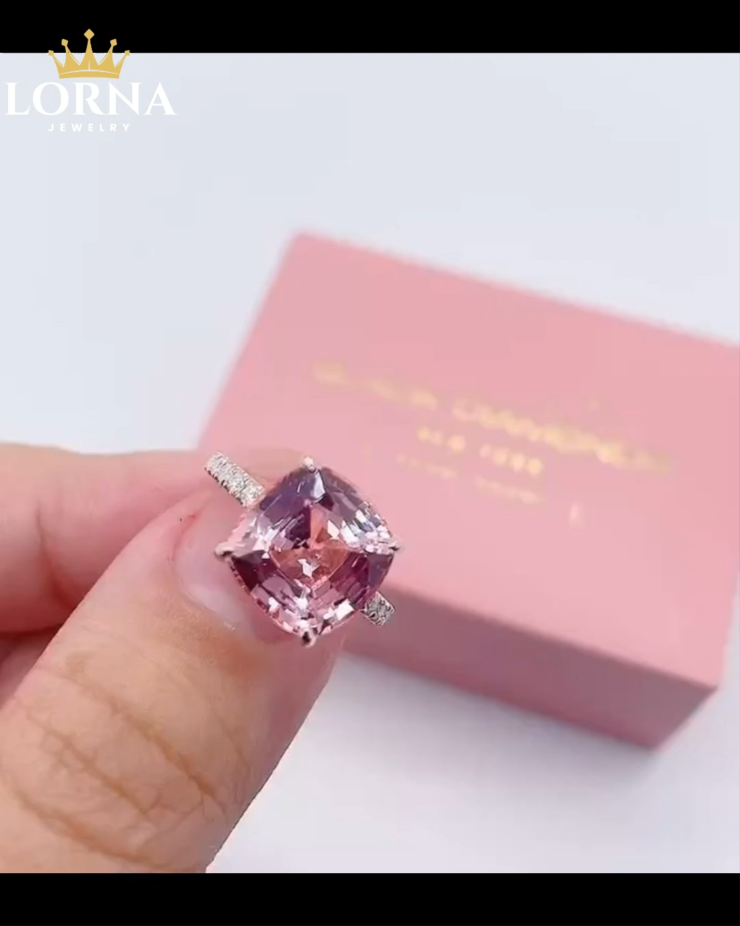 3.5Ct Rose Gold Cushion Cut Morganite Peachy Pink Stone Engagement Ring For Women In Sterling Silver