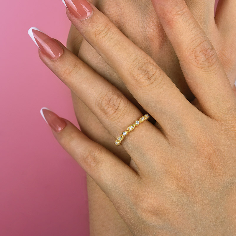 Vintage Full Eternity Art Deco Stacking Women's Wedding Band In Sterling Silver-Sterling Silver-lornajewelry