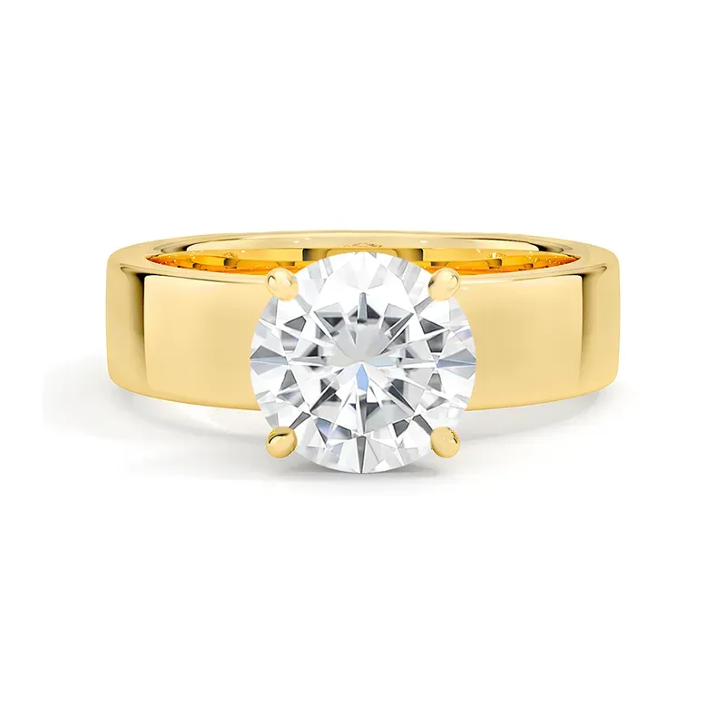 2Ct Moissanite Wide Solitaire Engagement Ring