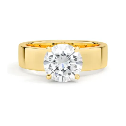 2Ct Moissanite Wide Solitaire Engagement Ring