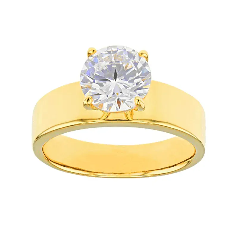 2Ct Moissanite Wide Solitaire Engagement Ring