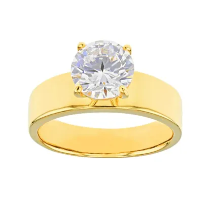 2Ct Moissanite Wide Solitaire Engagement Ring