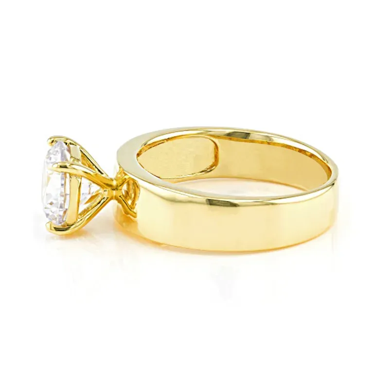 2Ct Moissanite Wide Solitaire Engagement Ring