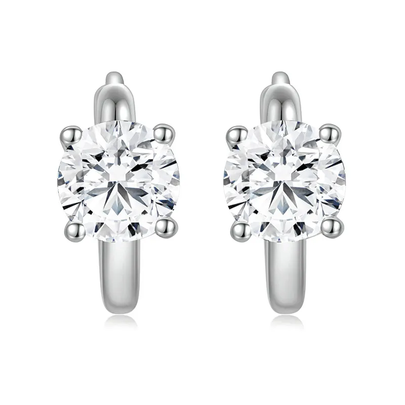 2Ct Moissanite Four-Prong Hoop Earrings