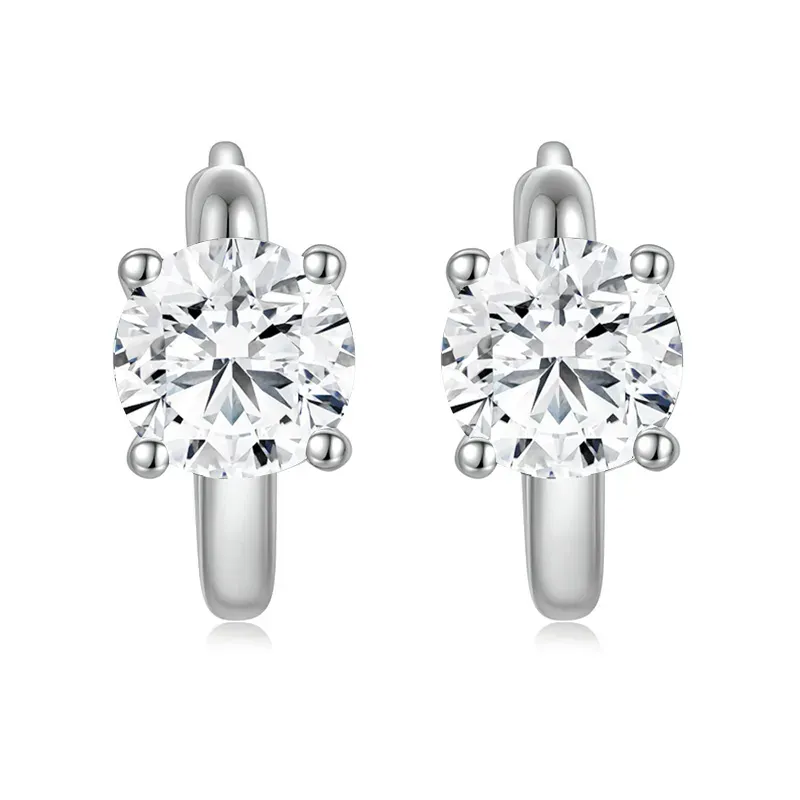 2Ct Moissanite Four-Prong Hoop Earrings