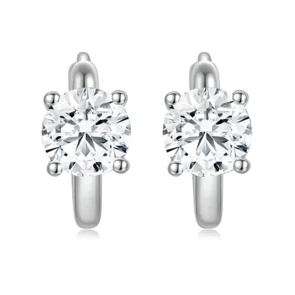 2Ct Moissanite Four-Prong Hoop Earrings