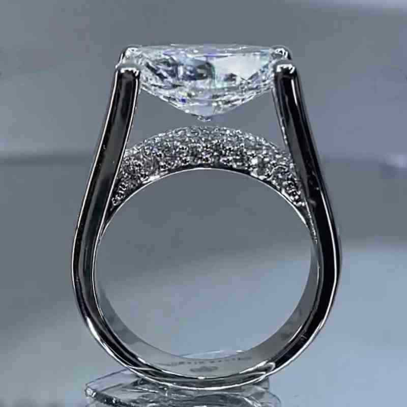 4Ct Oval Cut Vintage Sterling Silver Engagement Ring-Sterling Silver-lornajewelry