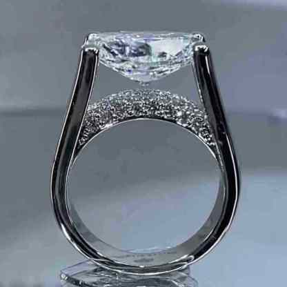 4Ct Oval Cut Vintage Sterling Silver Engagement Ring-Sterling Silver-lornajewelry