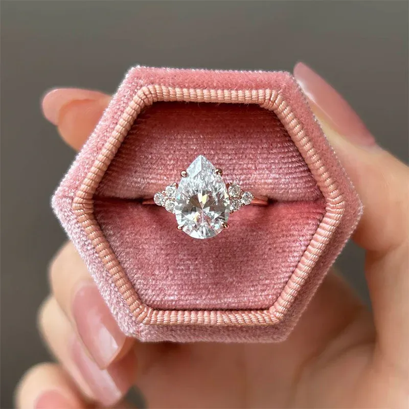 3.5Ct Pear Cut s Engagement Ring In Sterling Silver-Sterling Silver-lornajewelry