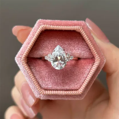 3.5Ct Pear Cut s Engagement Ring In Sterling Silver-Sterling Silver-lornajewelry