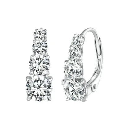 Moissanite Leverback Earrings with Four Stones