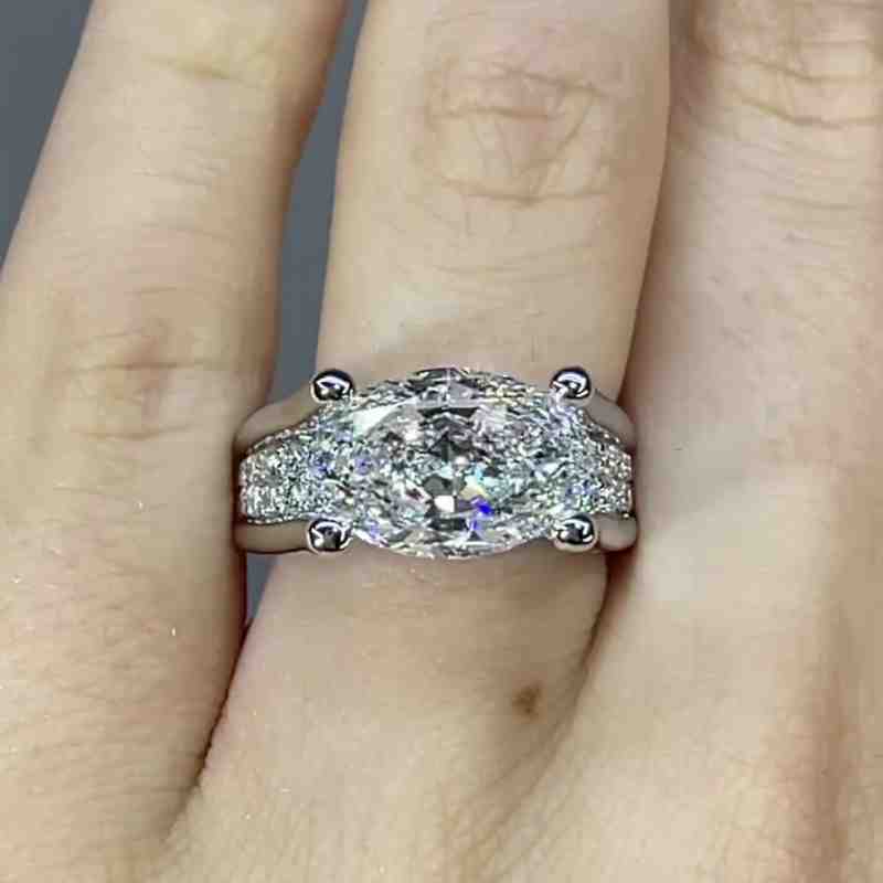 4Ct Oval Cut Vintage Sterling Silver Engagement Ring-Sterling Silver-lornajewelry