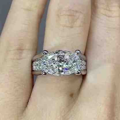 4Ct Oval Cut Vintage Sterling Silver Engagement Ring-Sterling Silver-lornajewelry