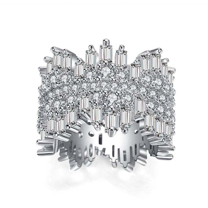 Luxury Irregular Multi-Cut Design Wedding Bandin Sterling Silver