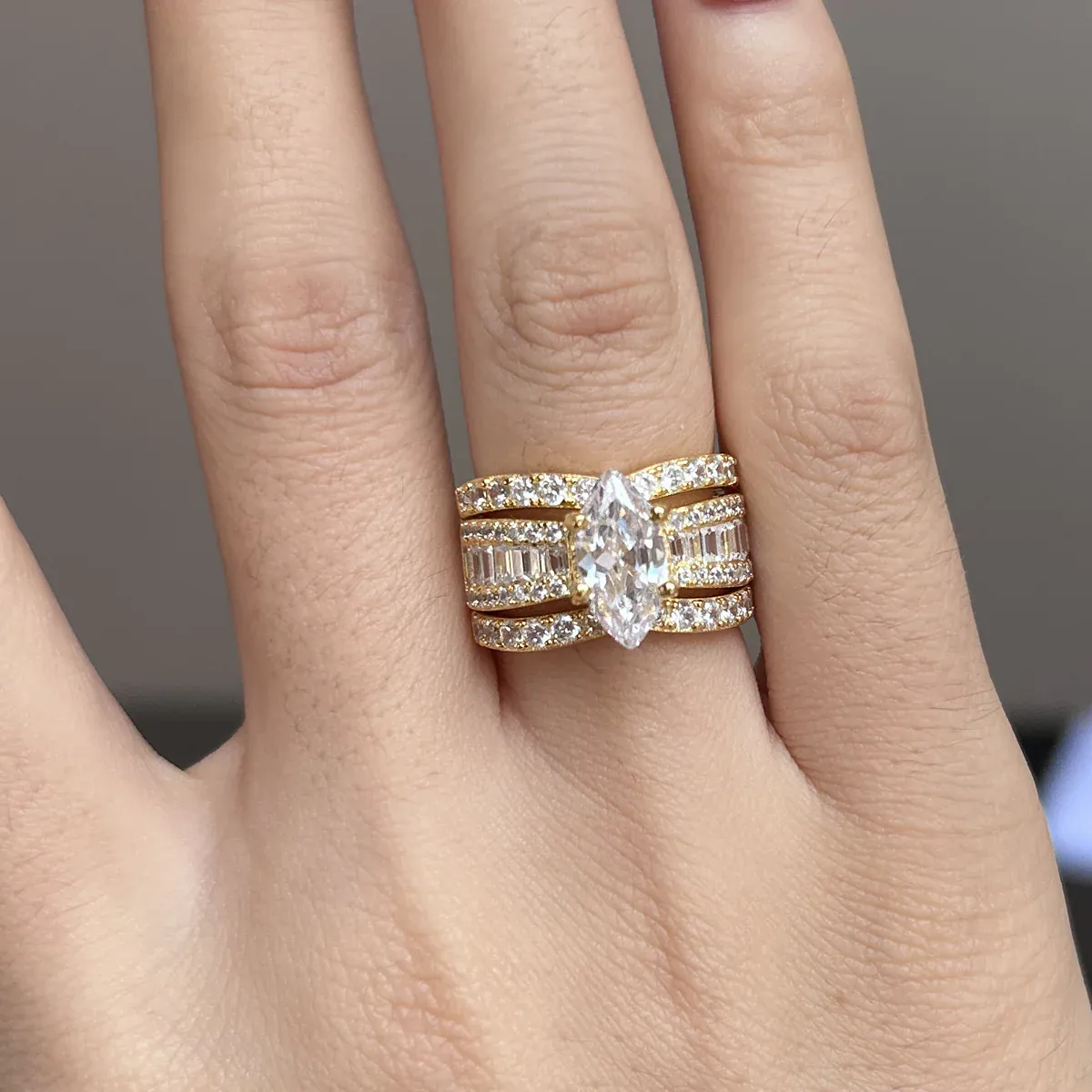 Highly Recommended | 3Ct Amazing Marquise Cut 3PCS Band Bridal Set