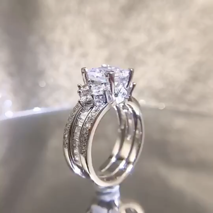 3Ct Princess Cut Insert Wedding Ring Set in Sterling Silver