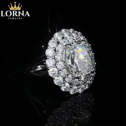 6Ct Luxury Oval Cut White Gemstone Double Halo Ring