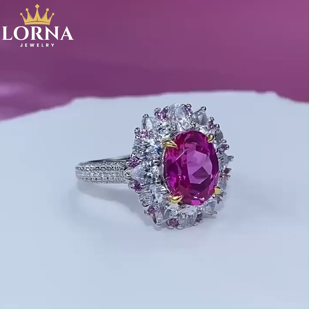 2.5Ct Pink Oval Cut Prong Setting Vintage Style Ring