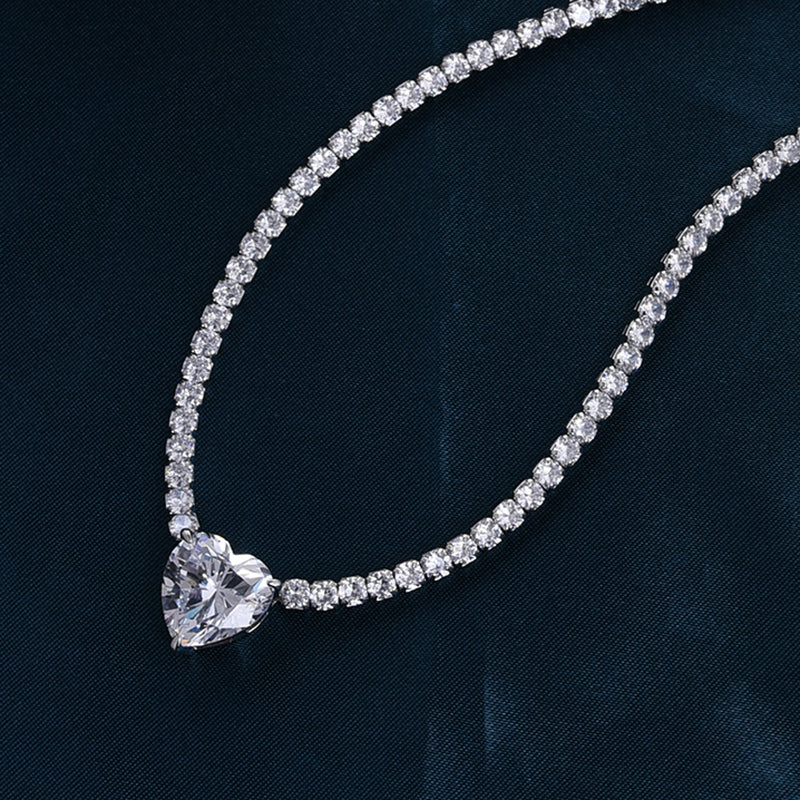 Elegant Heart Cut  Pendant with Necklace In Sterling Silver-Sterling Silver-lornajewelry