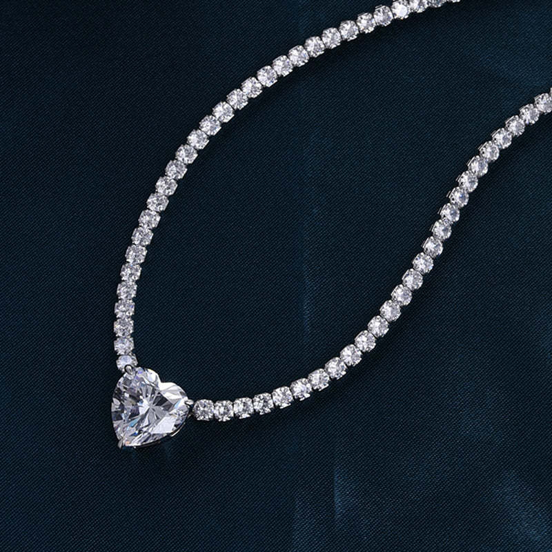 Elegant Heart Cut  Pendant with Necklace In Sterling Silver-Sterling Silver-lornajewelry