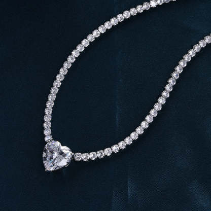 Elegant Heart Cut  Pendant with Necklace In Sterling Silver-Sterling Silver-lornajewelry