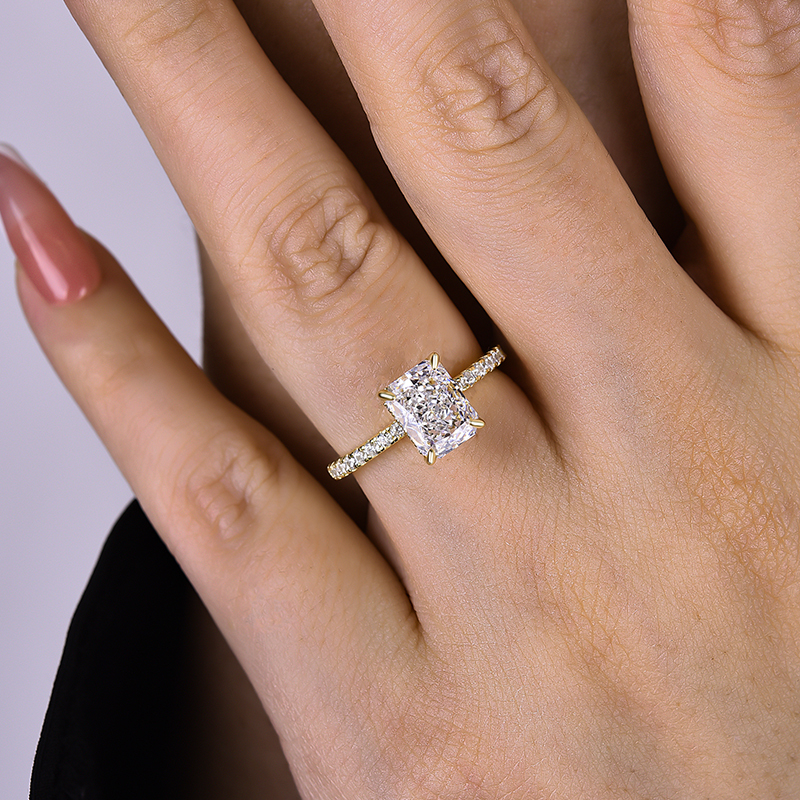 1.5Ct Elegant Sterling Silver Radiant Cut  Engagement Ring-Sterling Silver-lornajewelry