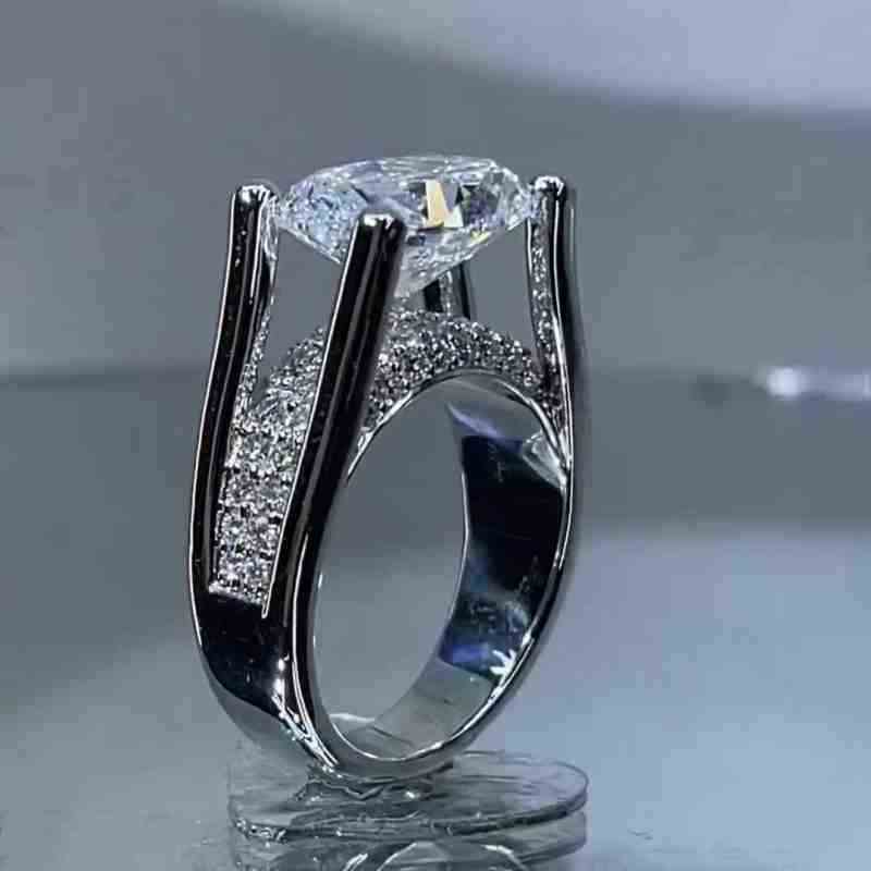 4Ct Oval Cut Vintage Sterling Silver Engagement Ring-Sterling Silver-lornajewelry